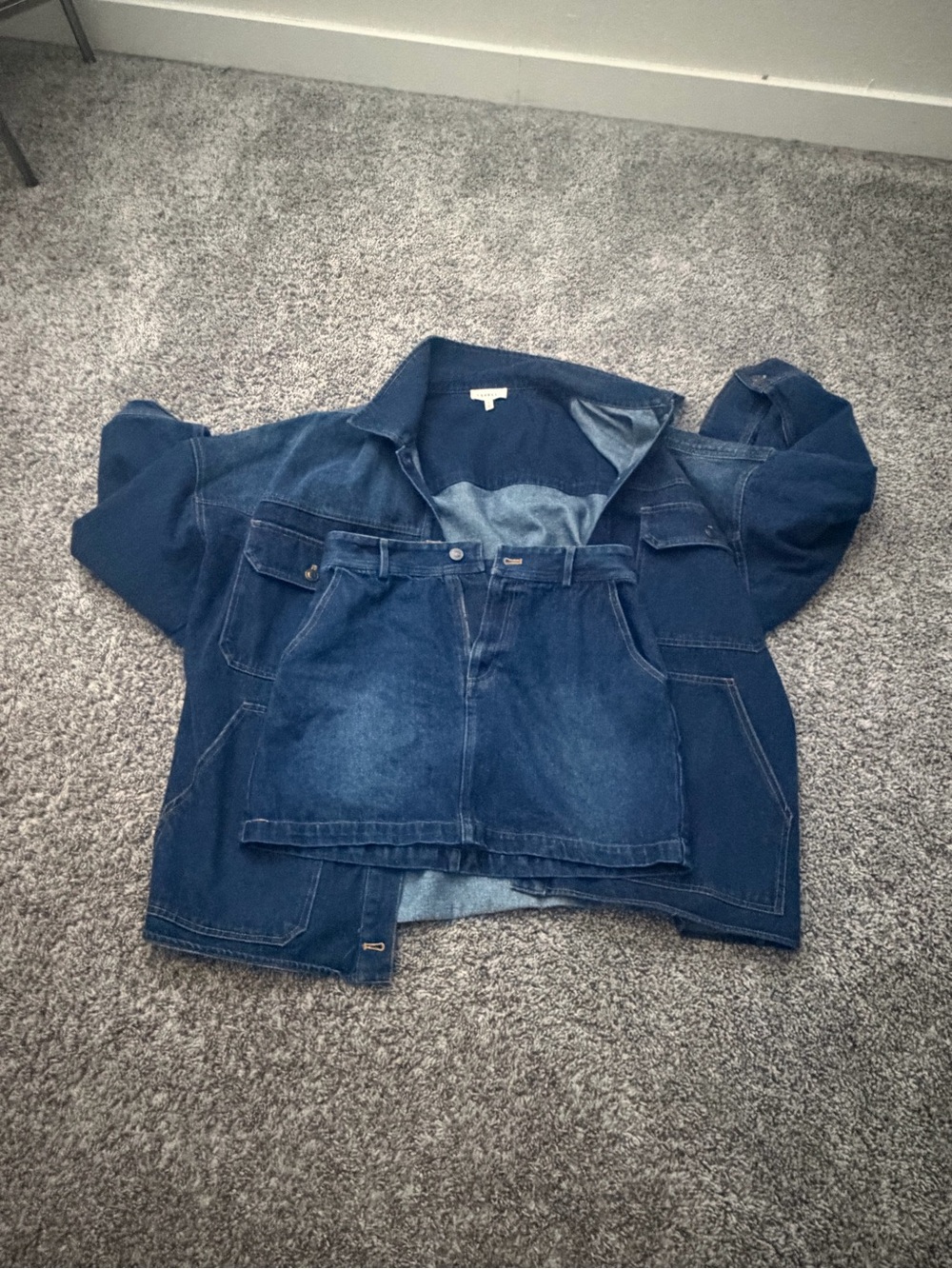 Women’s VICI Sarah Knuth Set Dark Blue Denim Jacket - Denim Coat and Skirt Set